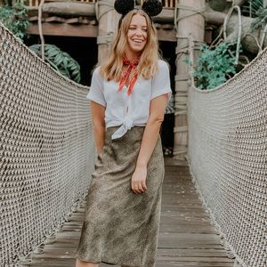 LAST CALL J.D. Luxe Satin Midi Skirt - Animal Print